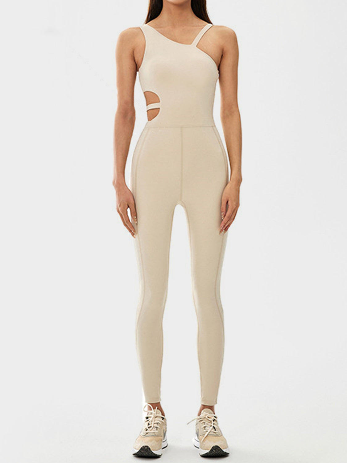 Stacey B's Cutout Asymmetrical Neck Active Jumpsuit