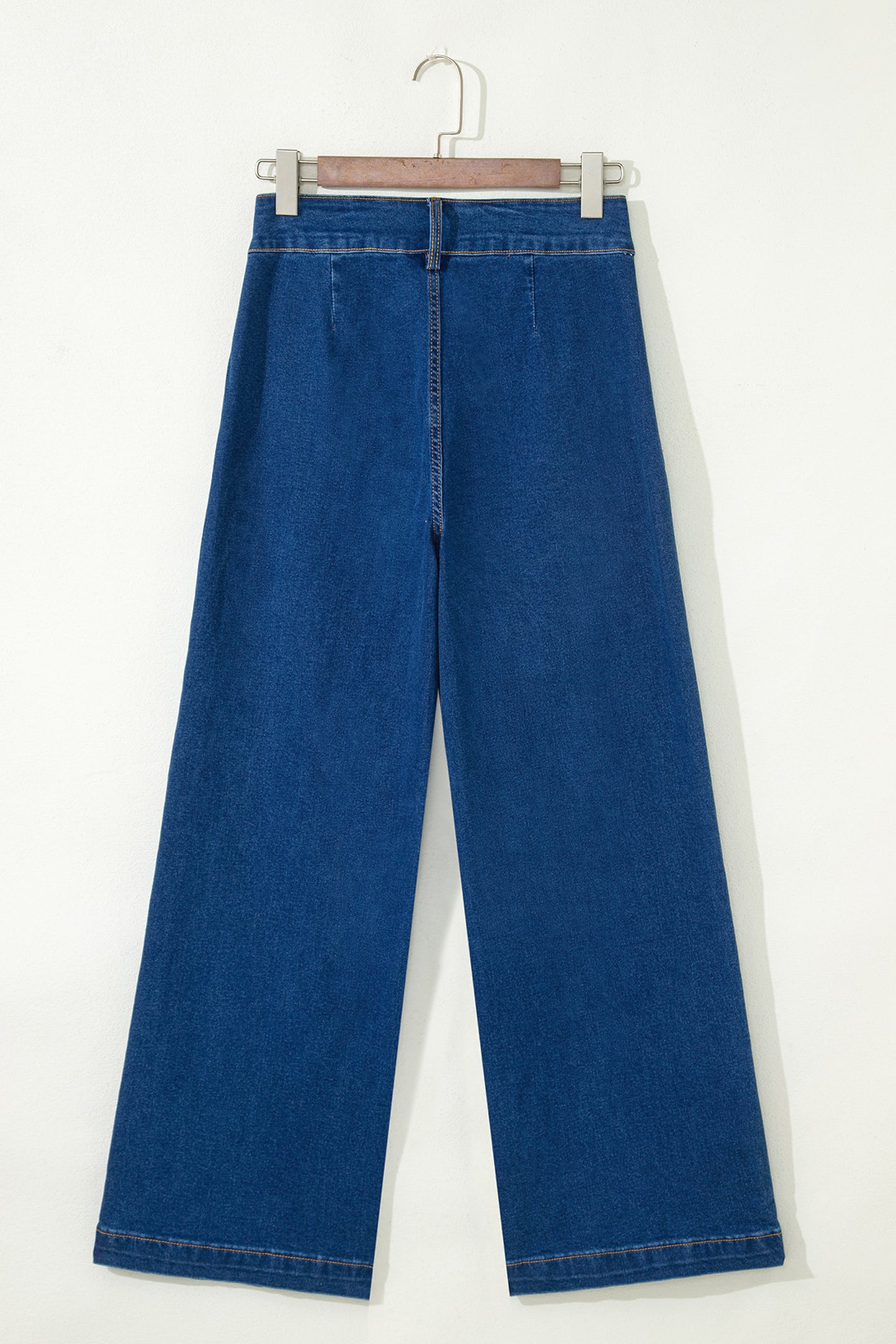 Stacey B's Sail Blue Hardware Decor Patched Pockets Wide Leg Denim Pants