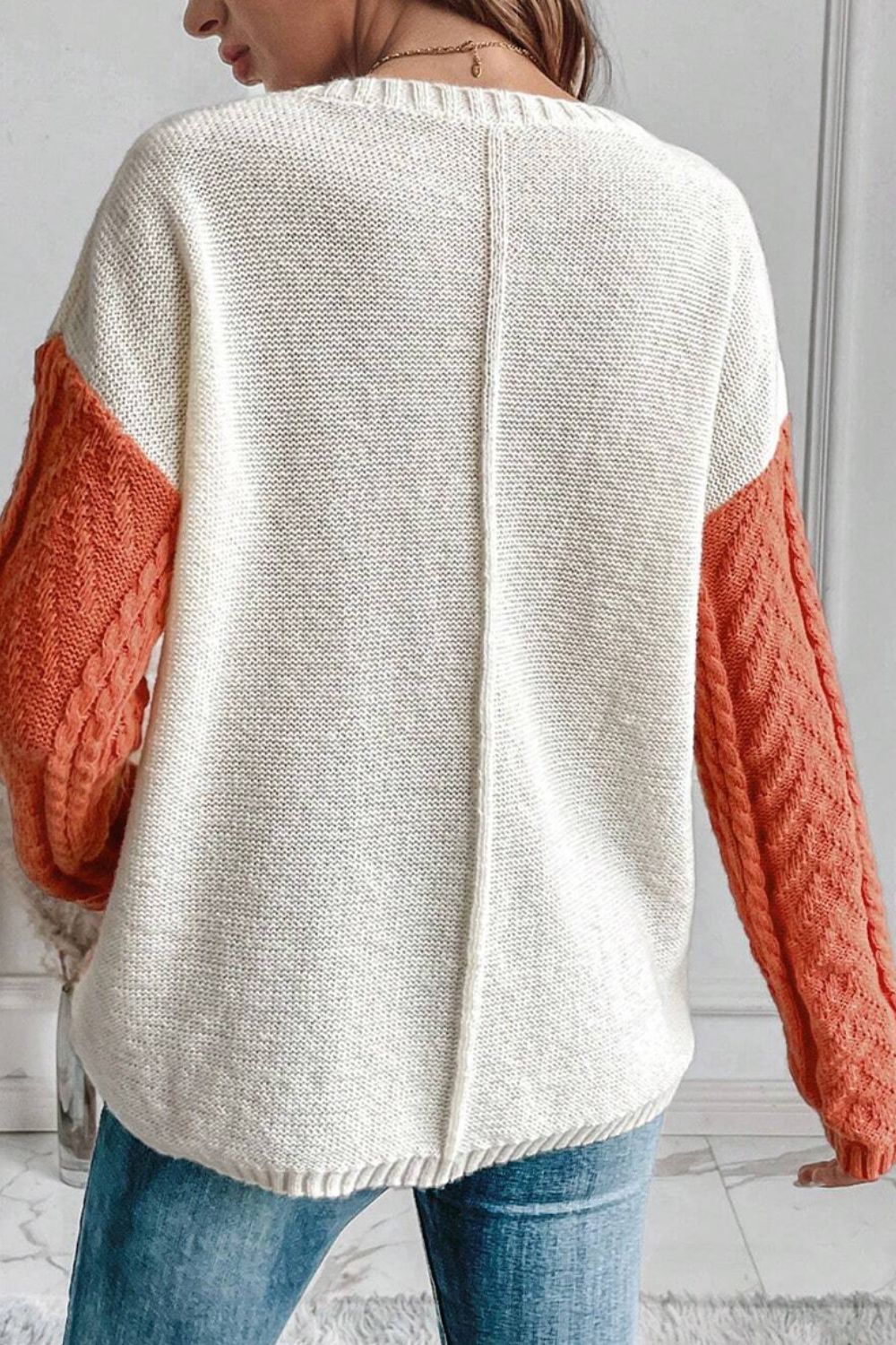 Stacey B's Color Block Round Neck Long Sleeve Sweater