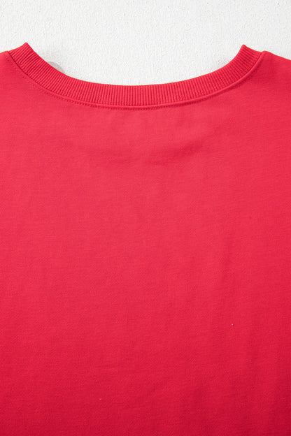 Stacey B's Racing Red Striped Patchwork Sleeve Colorblock Sweatshirt
