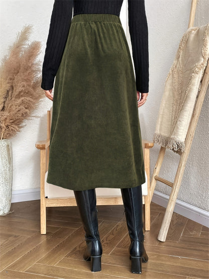 Stacey B's Pocketed Back Elastic Waist Skirt