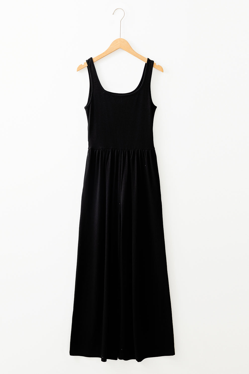 Stacey B's Black Peekaboo Wide Leg Square Neck Sleeveless Jumpsuit