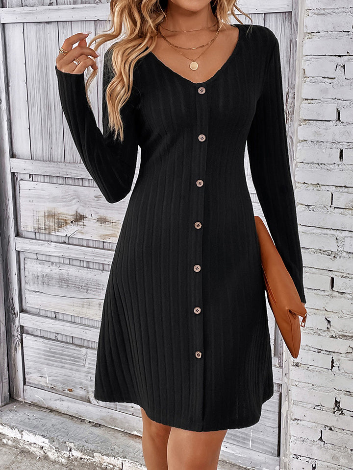 Stacey B's V-Neck Long Sleeve Mini Dress