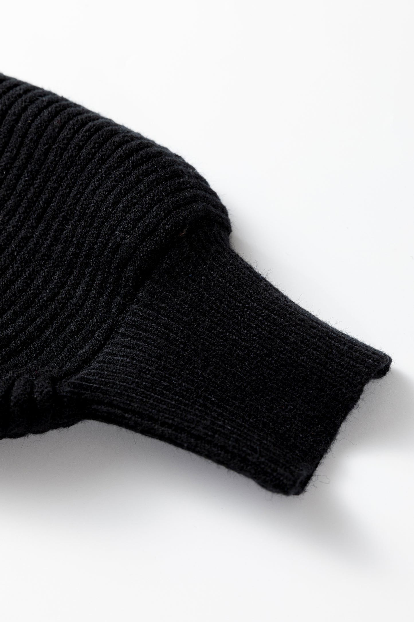 Stacey B's Black High Neck Puff Sleeve Sweater Pleated Mini Skirt 2pcs Knitted Outfit