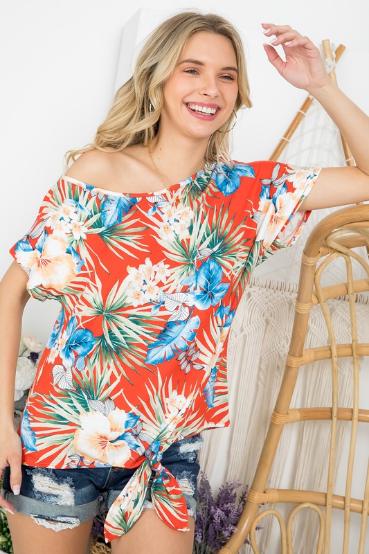 Stacey B's Tropical Oneshoulder Top