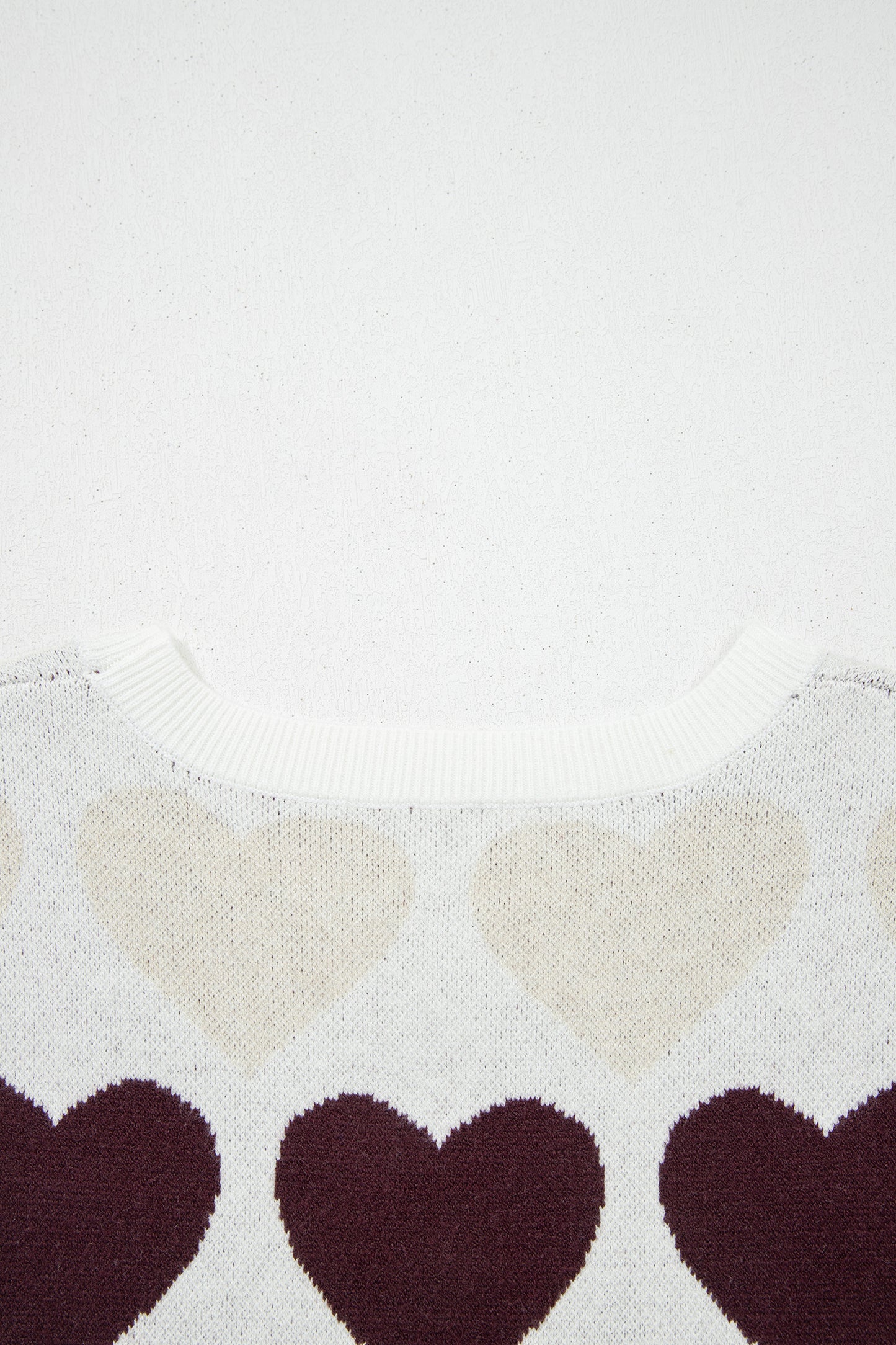 Stacey B's White Valentine Heart Short Sleeve Sweater