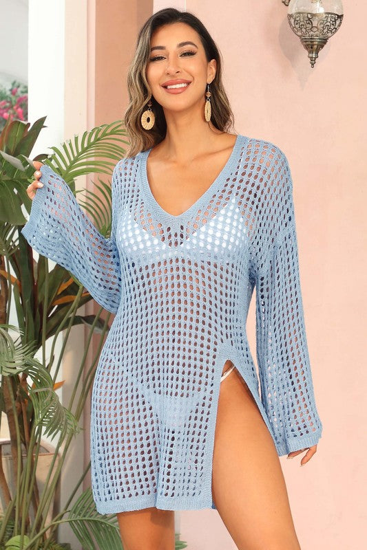 Stacey B's Crochet Side Split Beach Coverups Swimwear Dress