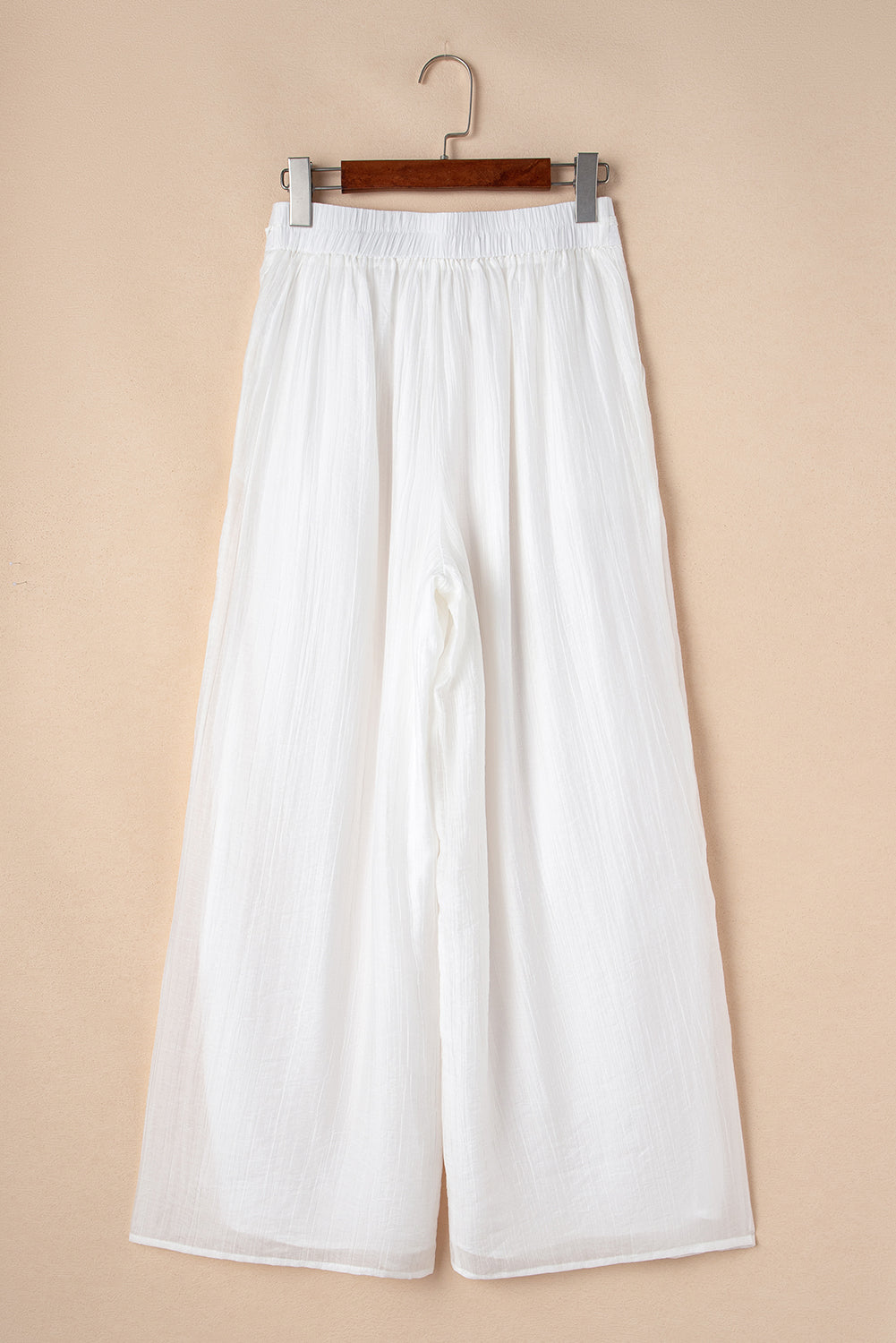 Stacey B's White Casual Tie Waist Pleated Wide Leg Pants