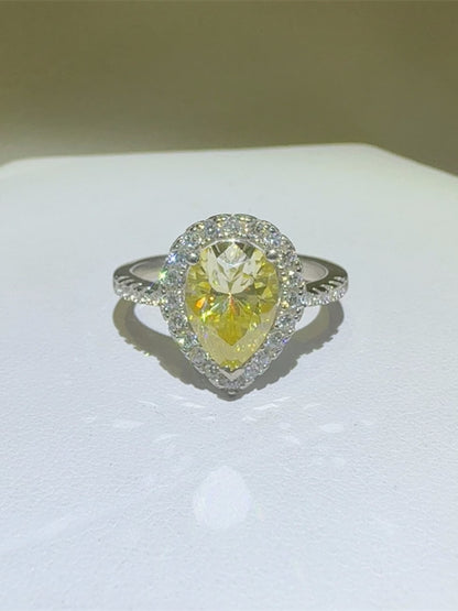 Stacey B's 2 Carat Moissanite 925 Sterling Silver Teardrop Shape Ring