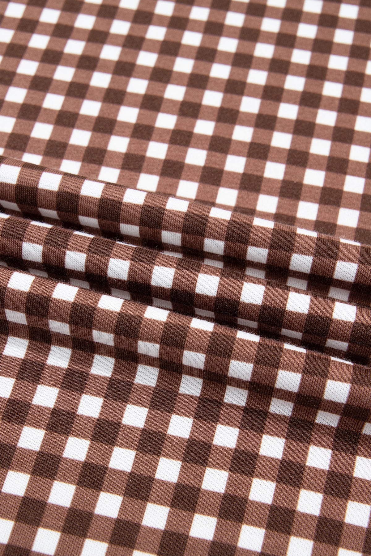 Stacey B's Brown Color Block Plaid Patchwork Long Sleeve Pullover Wide Leg Pant Set