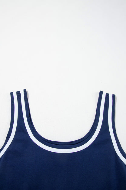 Stacey B's Dirty blue Contrast Trim U Neck Sleeveless Mini Dress