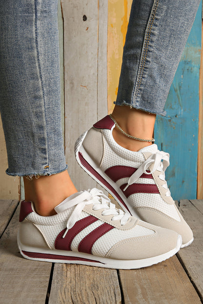 Stacey B's Blackish Green Patchwork Breathable Lace Up Sneakers
