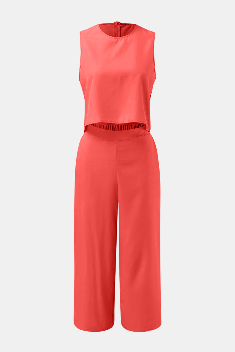 Stacey B's Round Neck Top and Wide Leg Pants Set