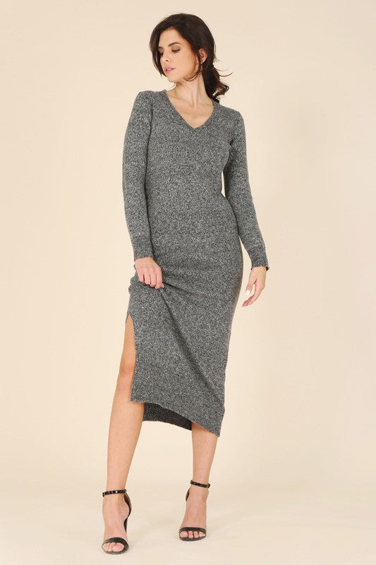 Stacey B's V-Neck Sweater Maxi Dress