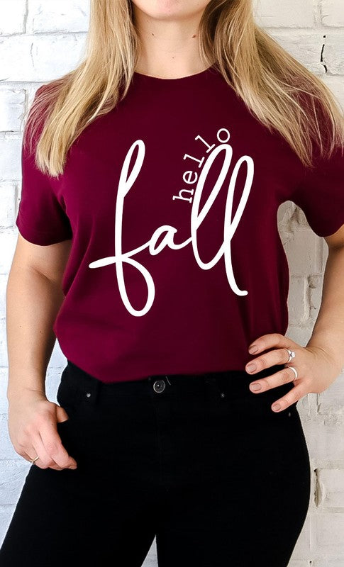 Stacey B's Hello Fall Plus Size  Graphic Tee