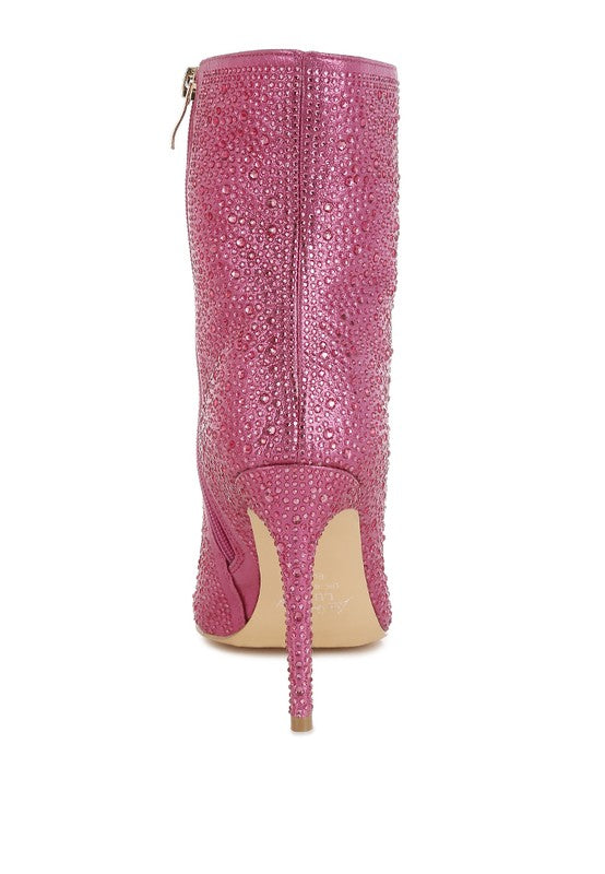 Stacey B's Anun Rhinestones Embellished High Ankle Boots