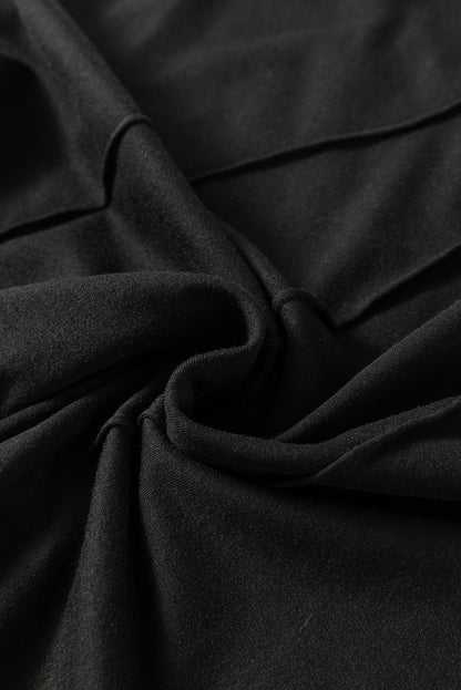 Stacey B's Black Solid Color Crew Neck Pleated Sleeveless Top