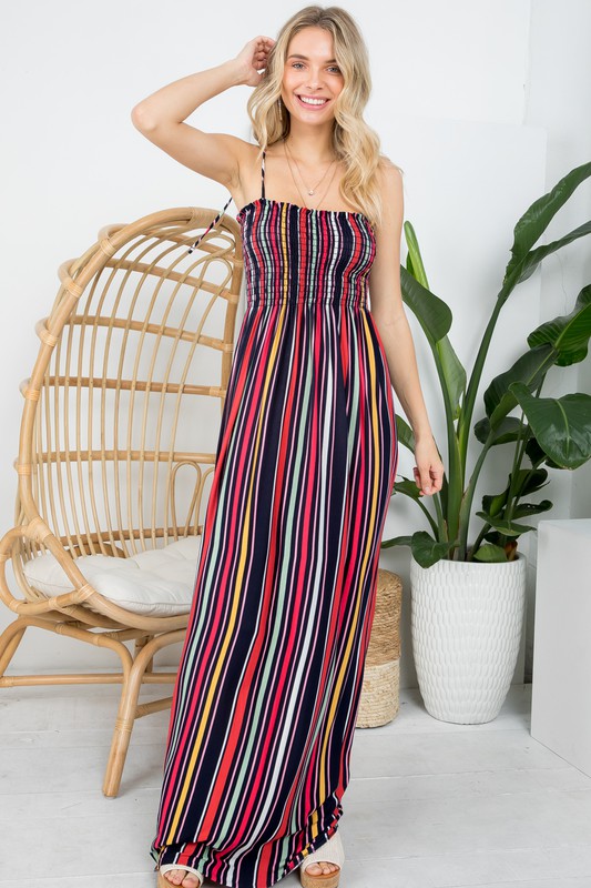 Stacey B's Plus Stripe Smocked Maxi Dress