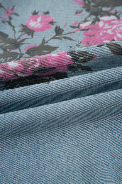 Stacey B's Sky Blue Garden Floral Print Bootcut Jeans
