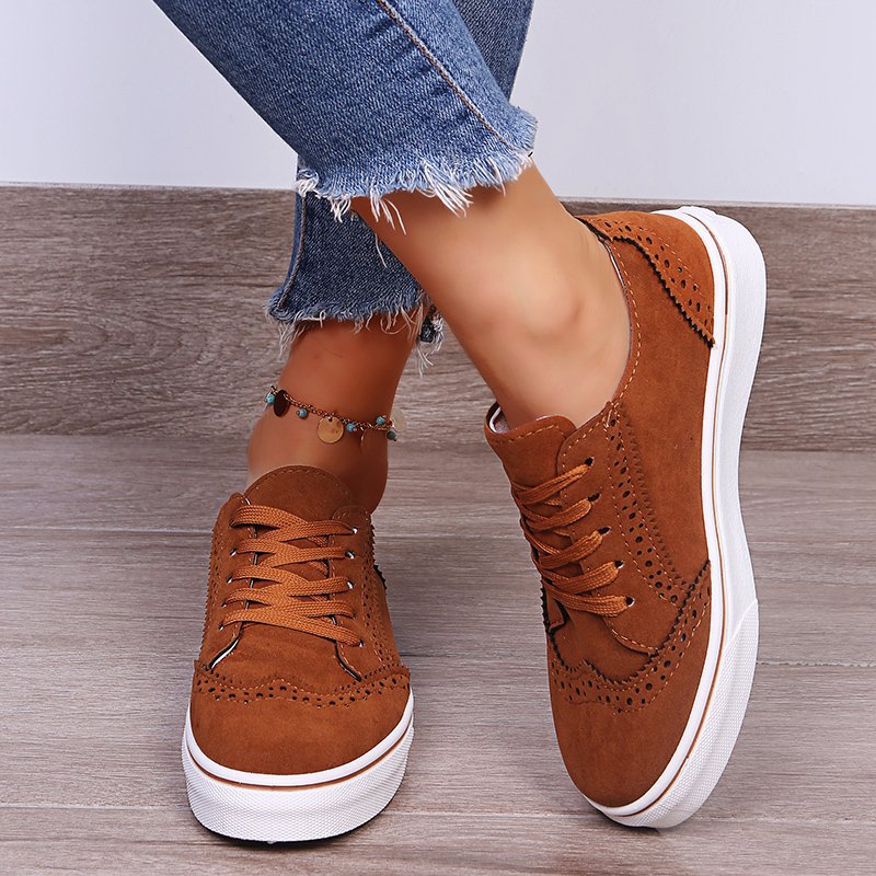 Stacey B's Lace-Up Suedette Flat Sneakers