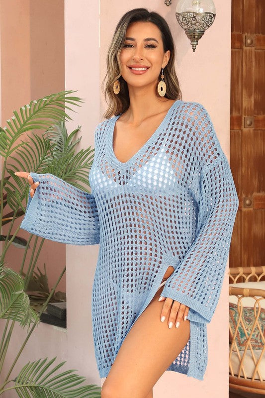 Stacey B's Crochet Side Split Beach Coverups Swimwear Dress