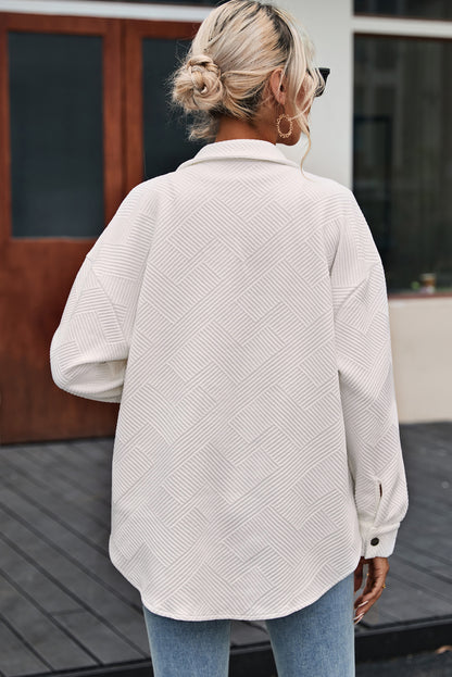 Stacey B's Solid Textured Flap Pocket Buttoned Shacket