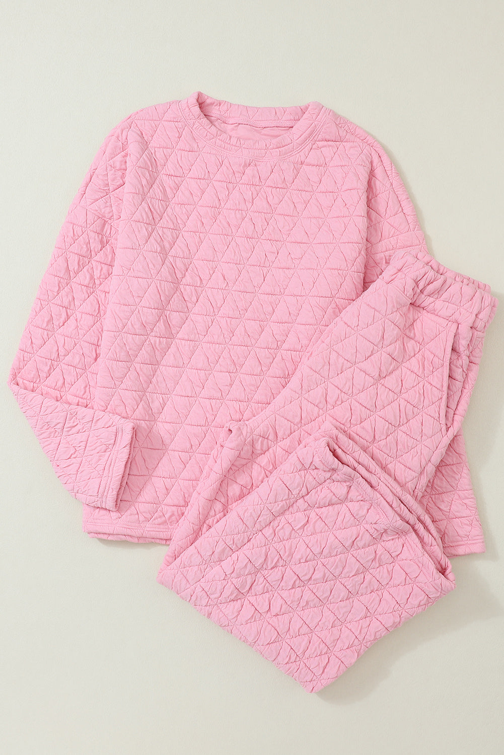 Stacey B's Pink Solid Quilted Pullover and Pants Outfit