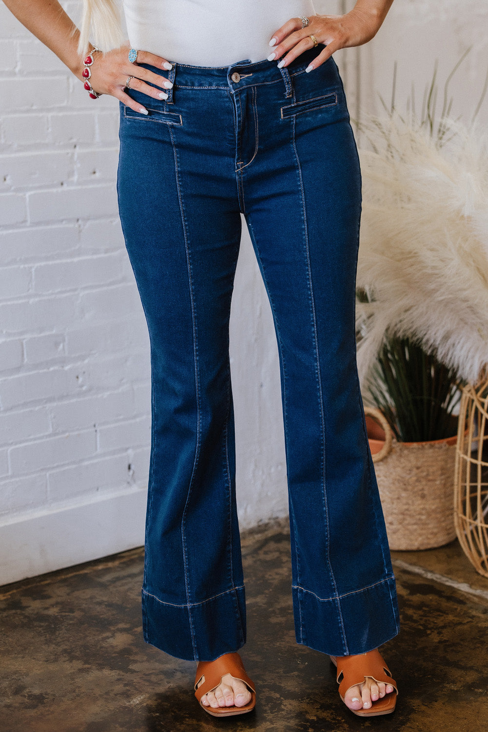 Stacey B's Sail Blue Center Seam Deep Wash Straight Jeans