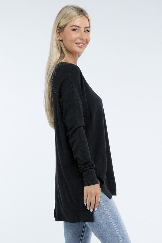 Stacey B's Hi-Low Hem Front Seam Sweater