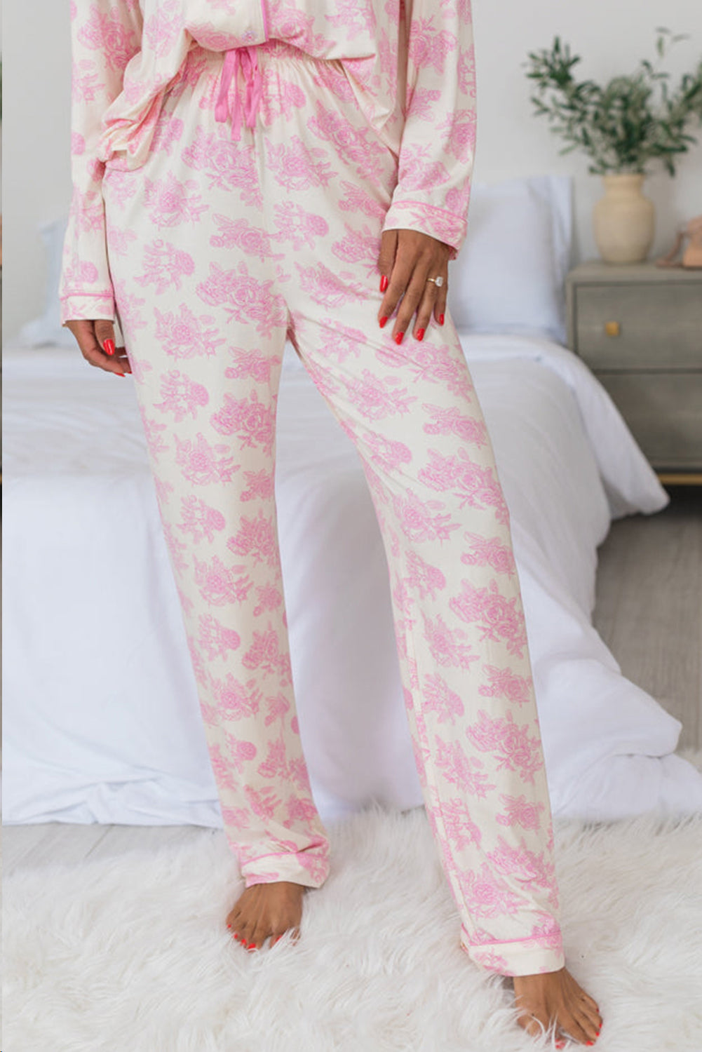 Stacey B's Pink Floral Long Sleeve and Pants Pajamas Set