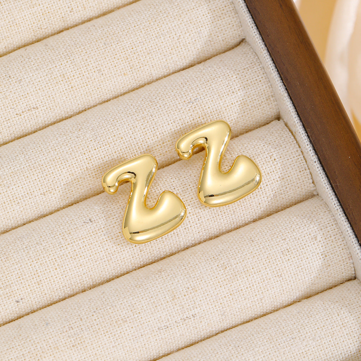 Stacey B's 18K Gold-Plated Bubble Letter Stud Earrings