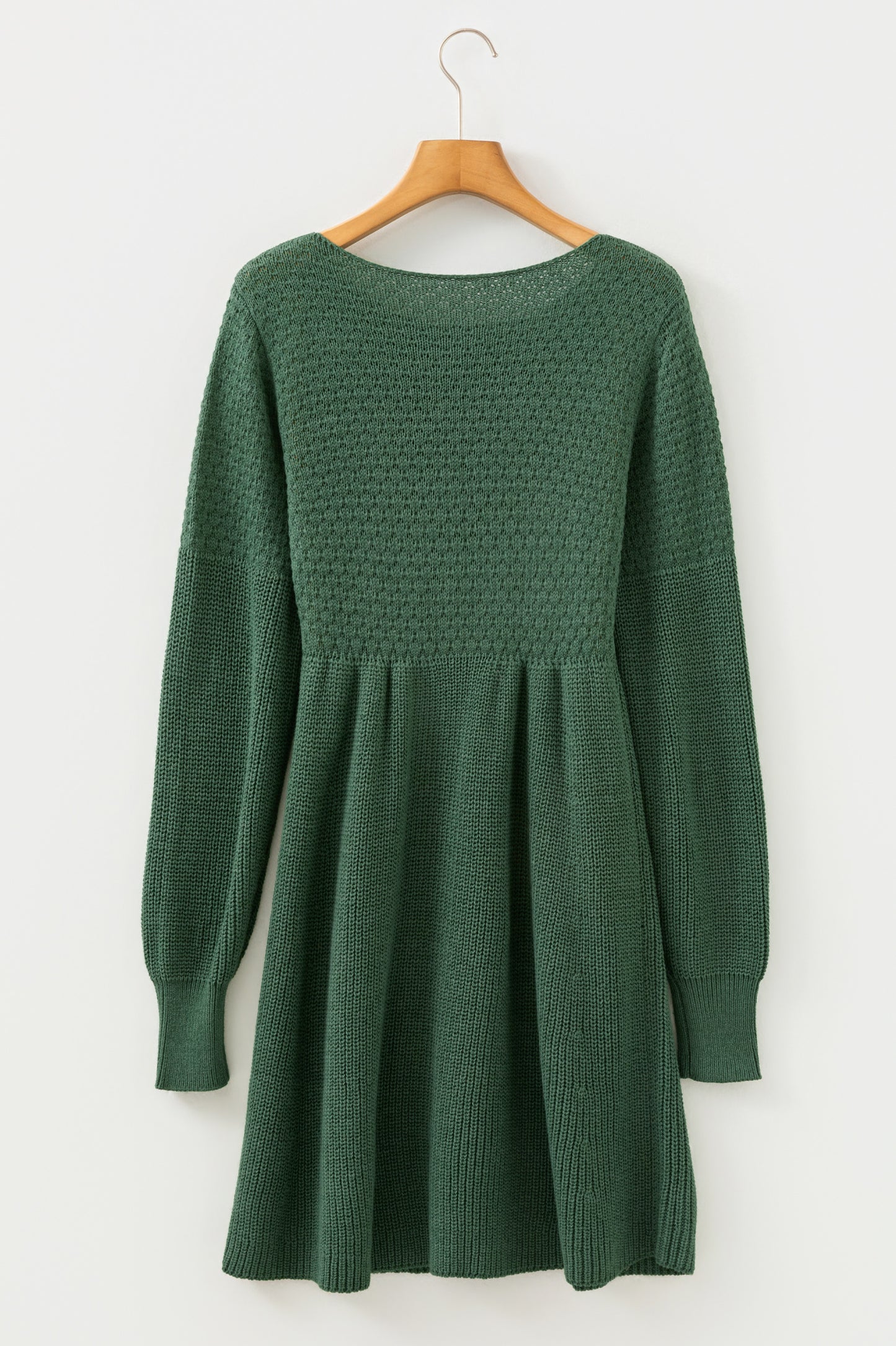Stacey B's Mist Green Solid Lantern Sleeve Empire Waist Short Sweater Dress