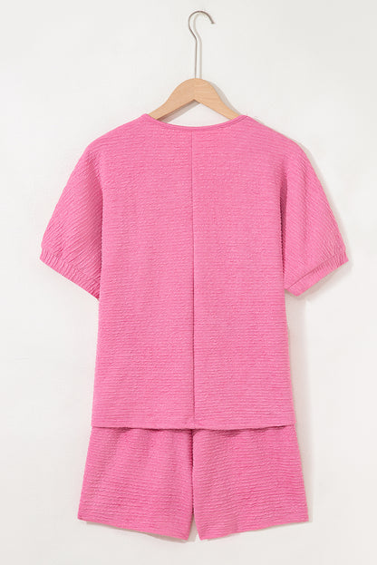 Stacey B's Orange Textured V Neck T Shirt and Shorts Set