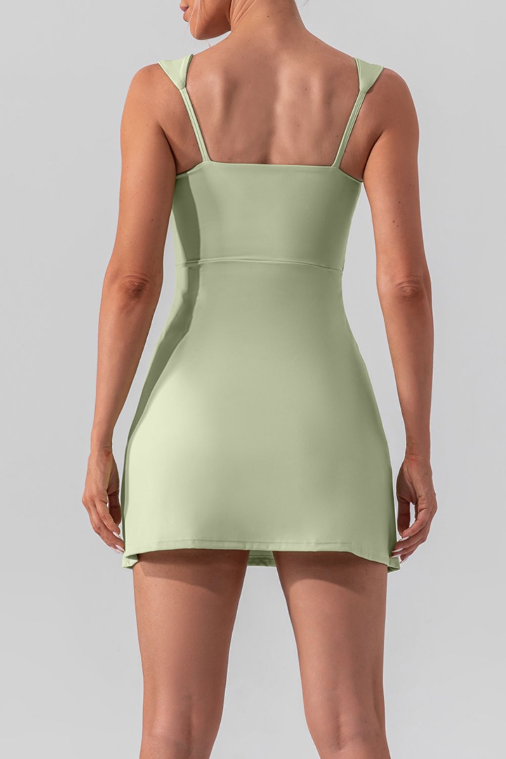 Stacey B's Square Neck Sleeveless Slit Mini Active Dress