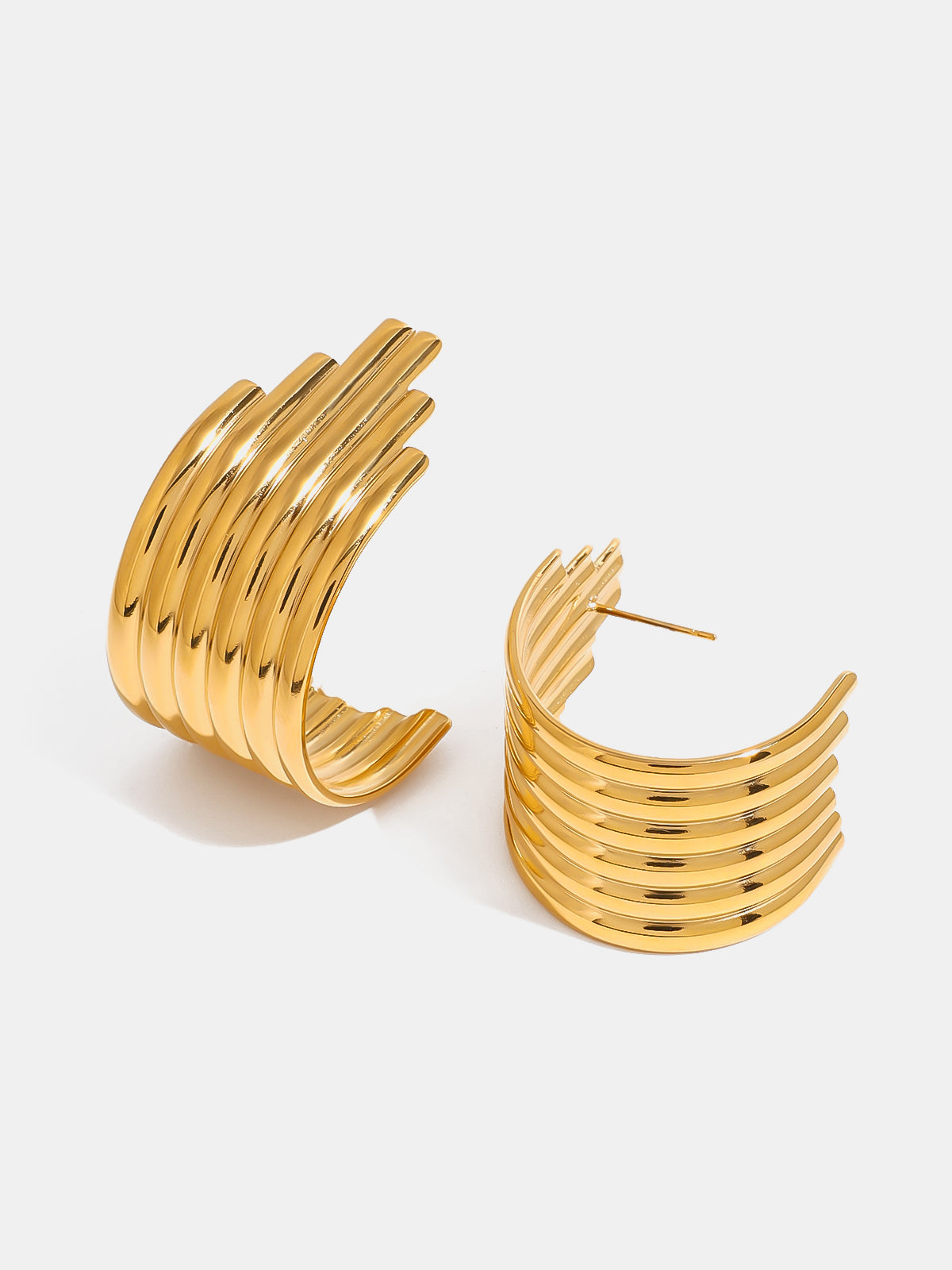 Stacey B's 18K Gold-Plated Stainless Steel Ribbed Earrings