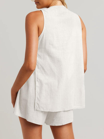 Stacey B's Full Size Button Up Top and Shorts Set