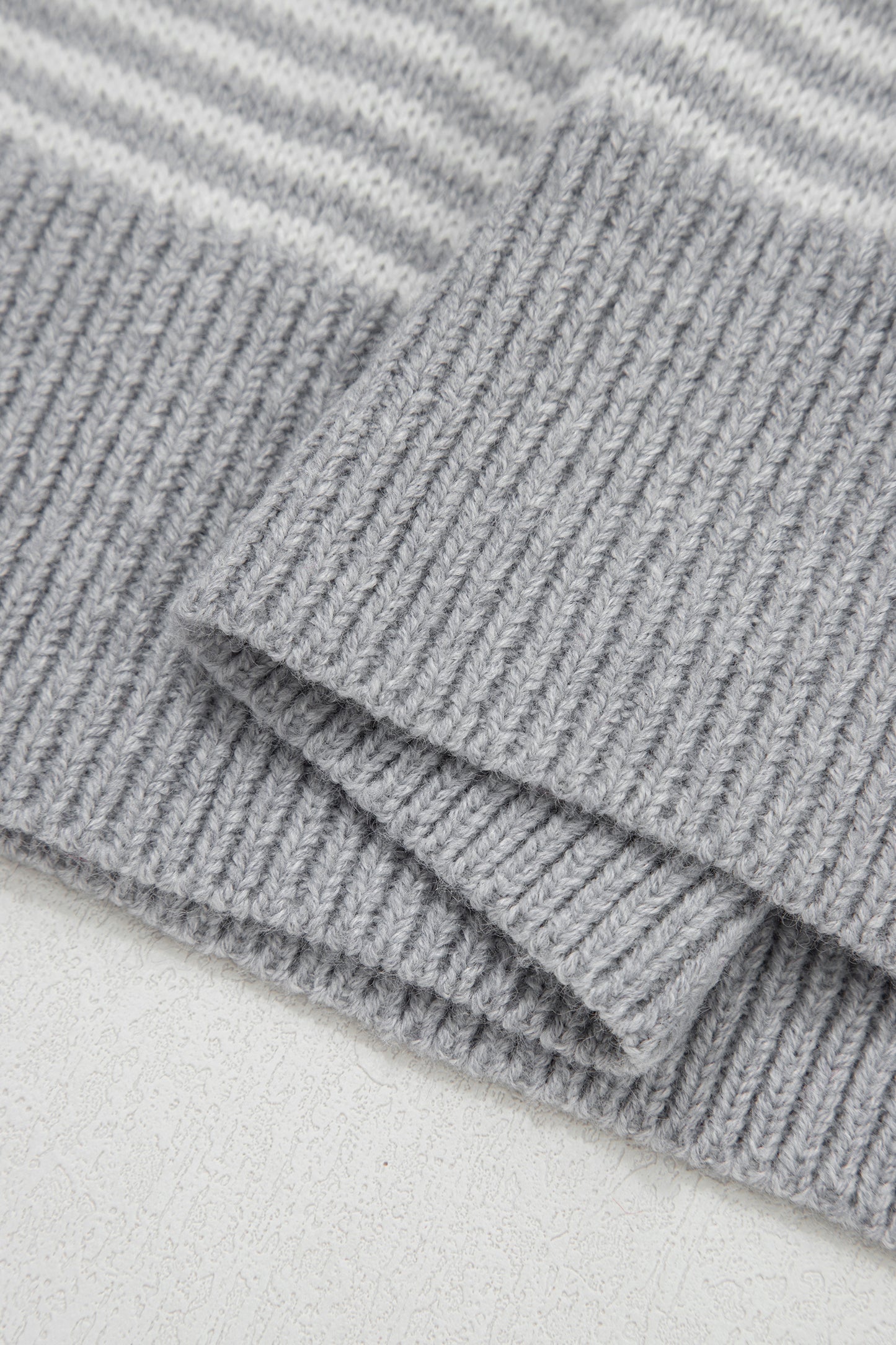 Stacey B's Gray Stripe Contrast Heart Pattern Valentine Knit Sweater