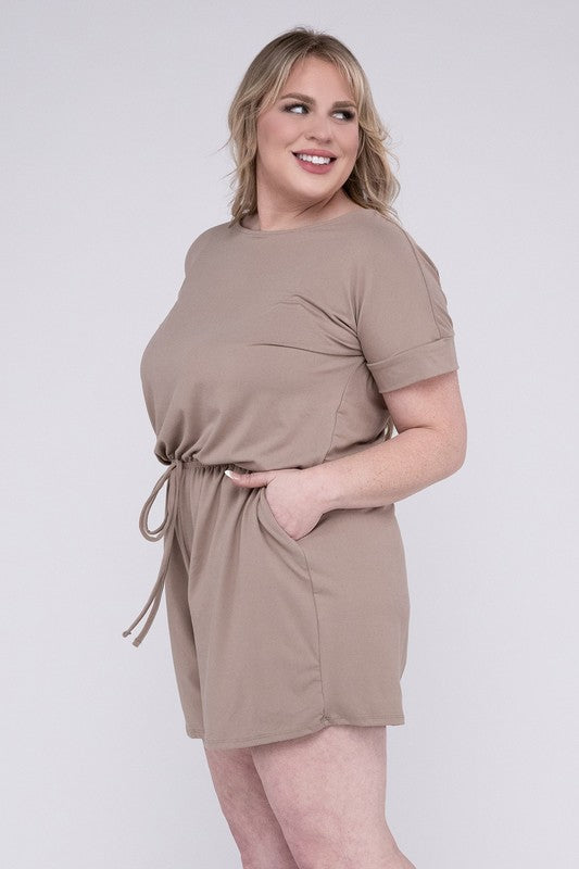 Stacey B's Plus Brushed DTY Romper with Pockets