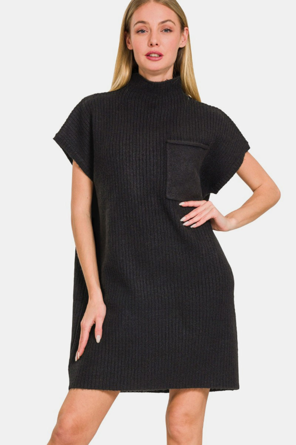 Stacey B's Zenana Short Sleeve Sweater Mini Dress