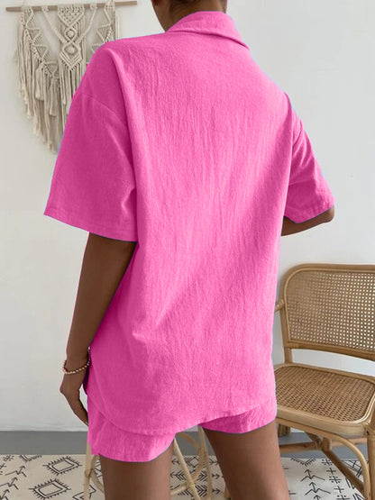 Stacey B's Button Up Short Sleeve Shirt and Shorts Set