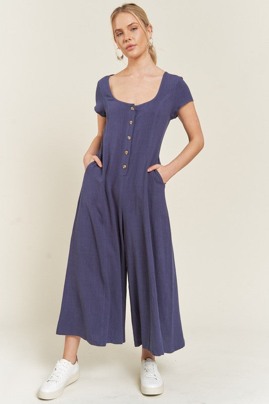 Stacey B's Linen Button Down Jumpsuit