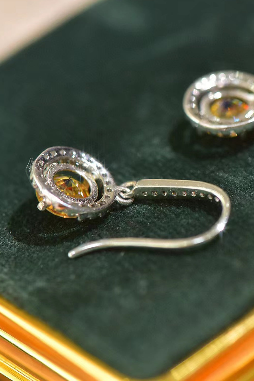 Stacey B's Platinum-Plated 2 Carat Moissanite Drop Earrings