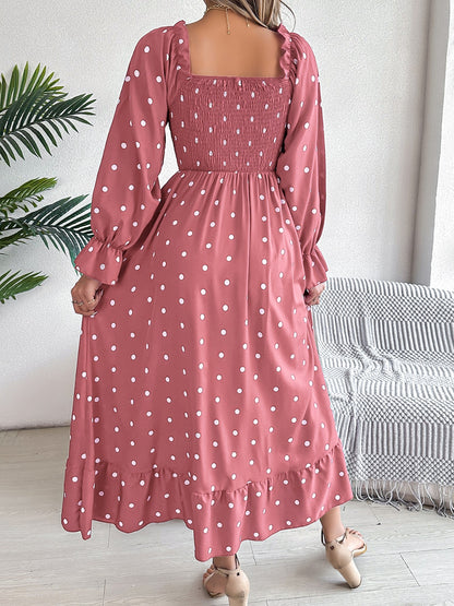 Stacey B's Polka Dot Flounce Sleeve Midi Dress