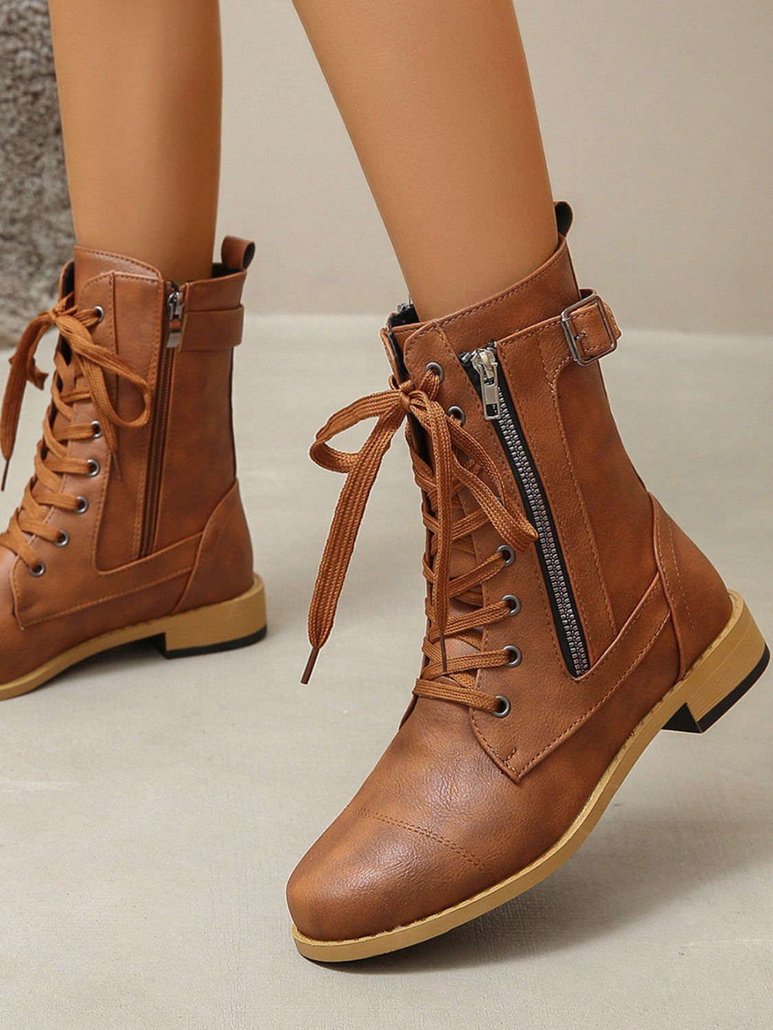 Stacey B's Leather Lace-Up Boots