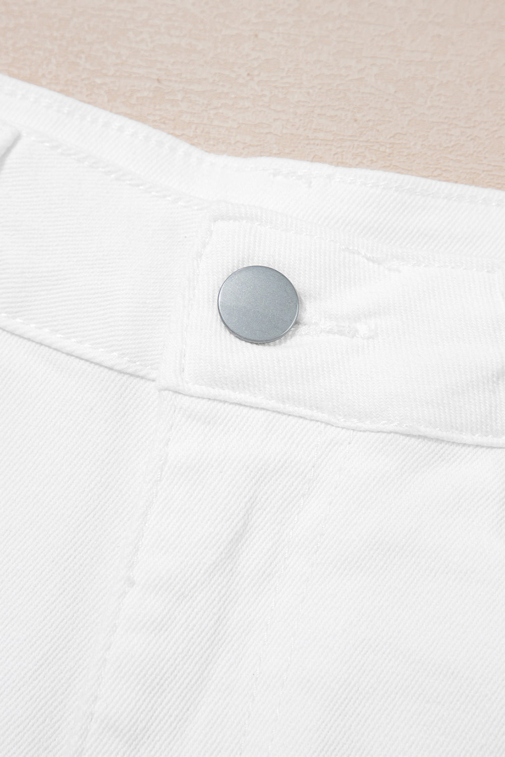 Stacey B's White Scalloped Hemline Acid Wash High Waist Denim Shorts