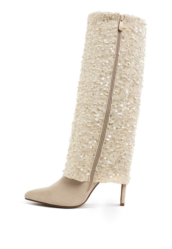 Stacey B's Sin City Sequinned Fold-Over Calf Boots