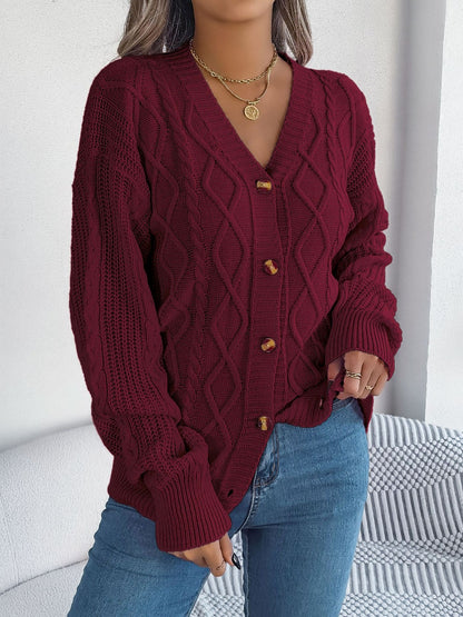Stacey B's Cable-Knit Long Sleeve Cardigan
