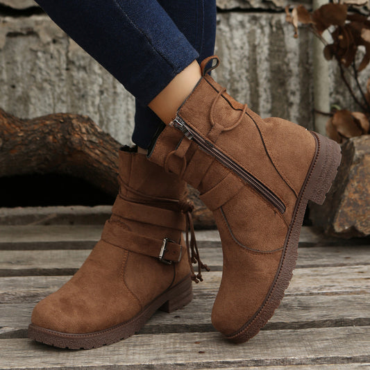 Stacey B's Suede Side Zip Round Toe Boots