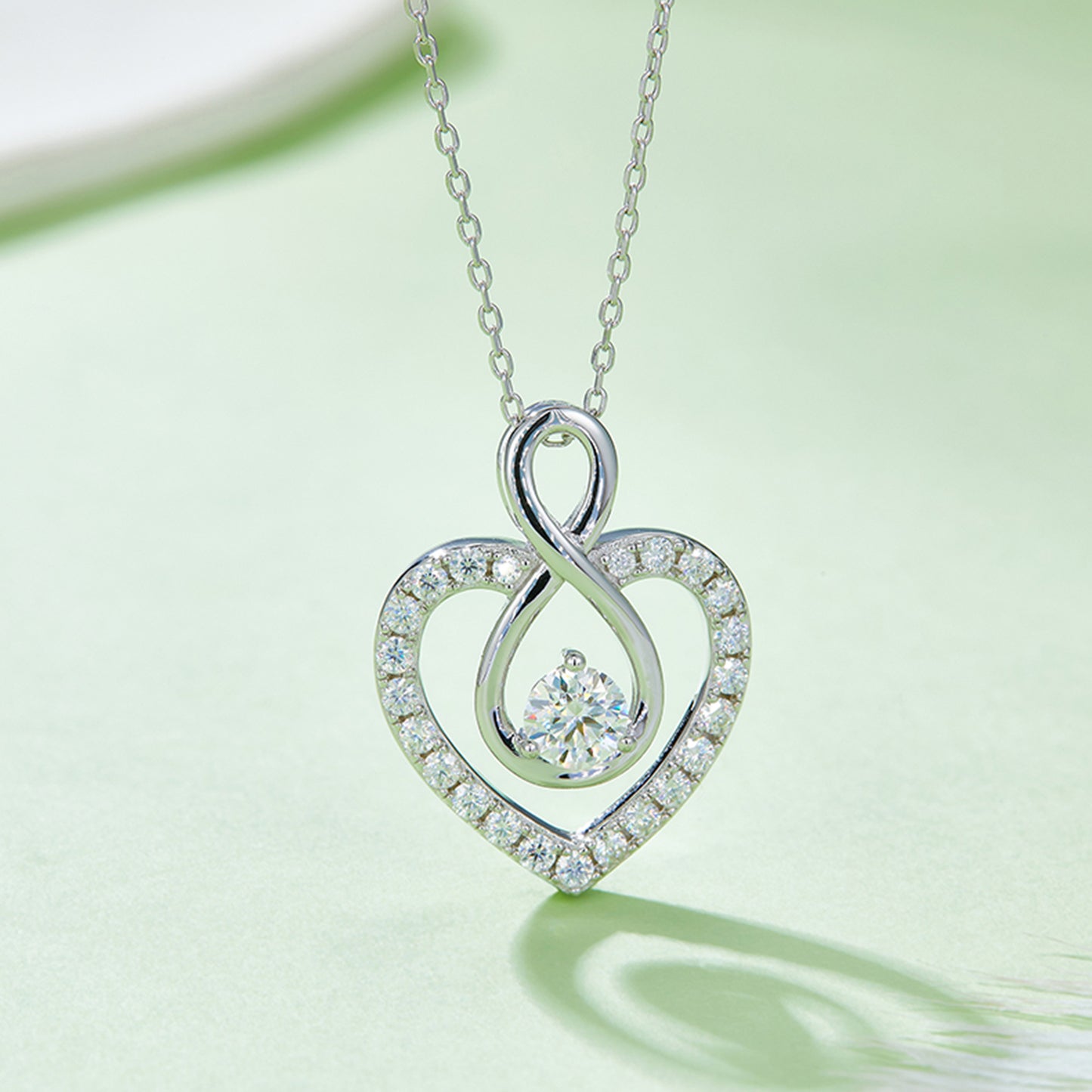 Stacey B's 1 Carat Moissanite 925 Sterling Silver Heart Shape Necklace