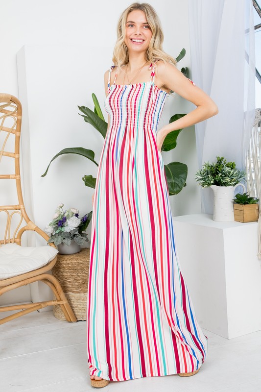 Stacey B's Plus Stripe Smocked Maxi Dress